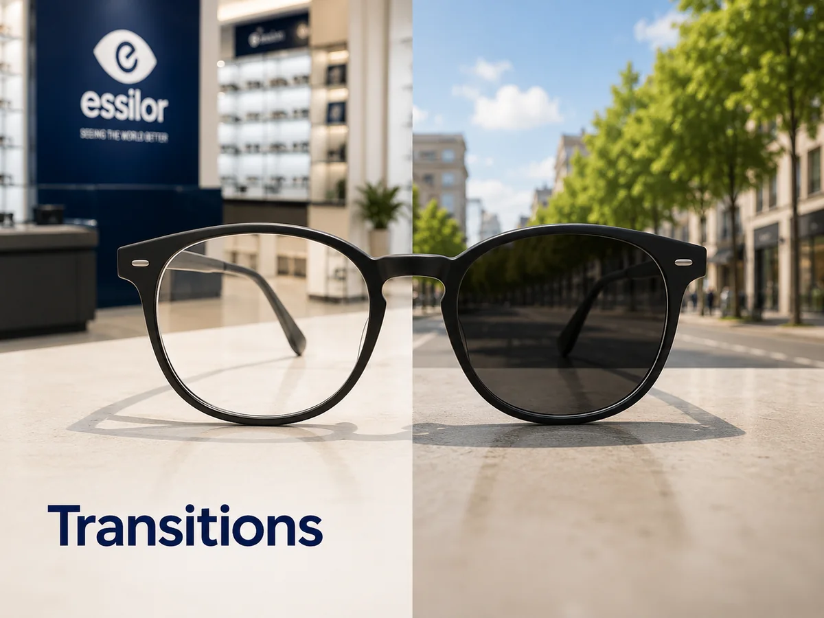 Minh họa tròng kính Transitions cho nhu cầu ra nắng