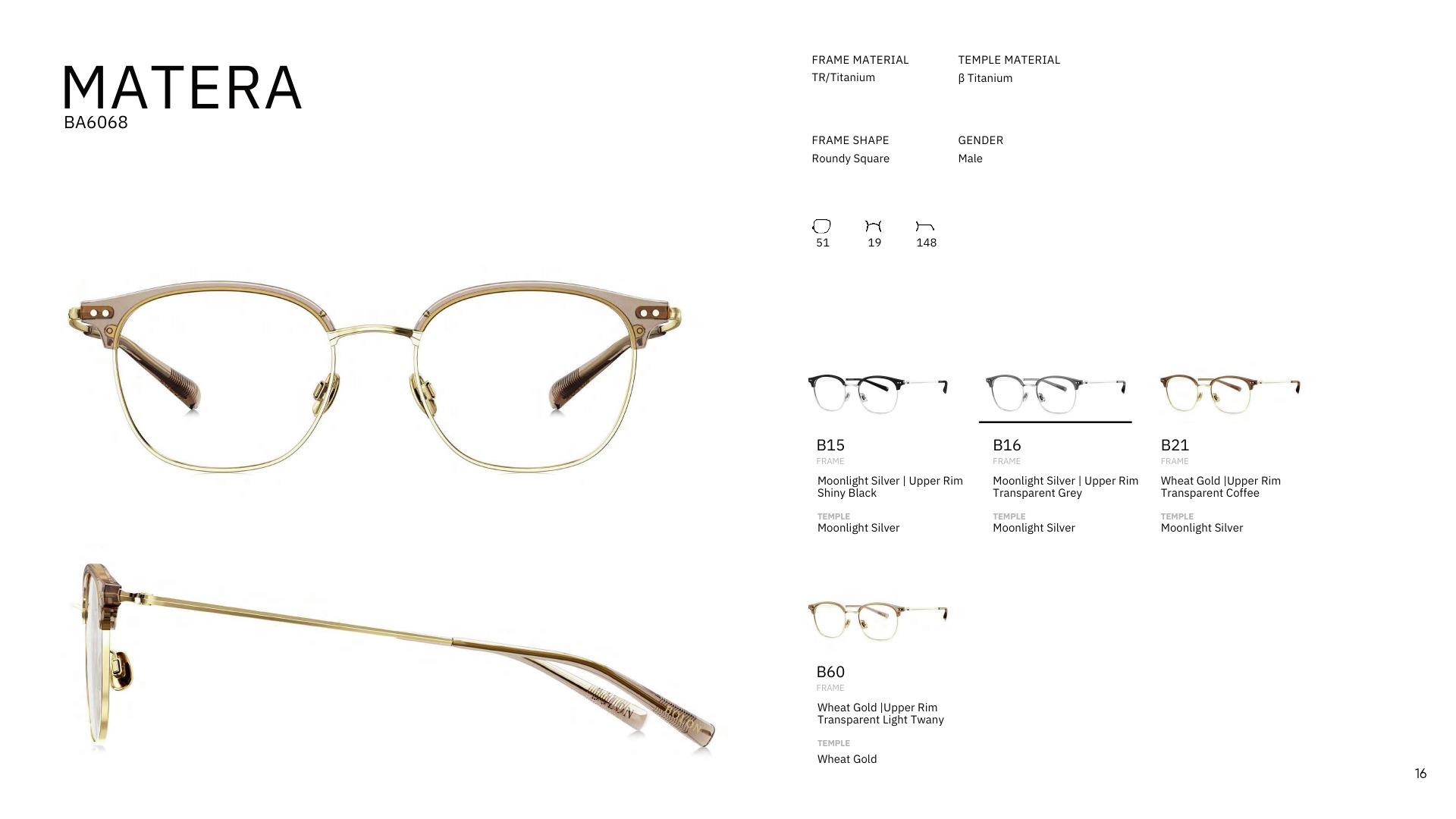 Gọng Bolon BA6068 Matera — titanium cho nam